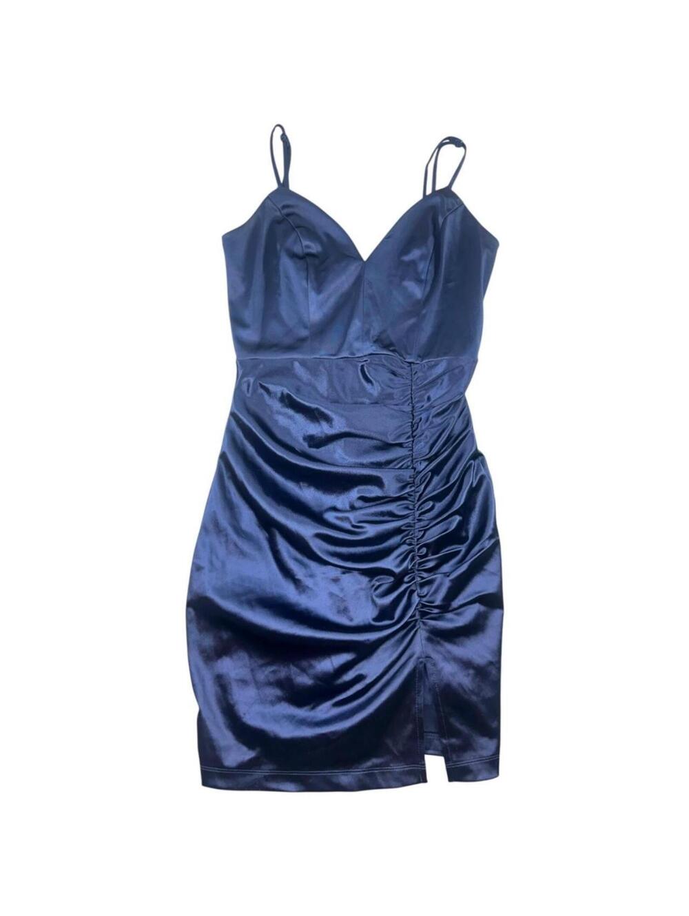 Emerald Sundae Navy Blue Satin Mini Dress